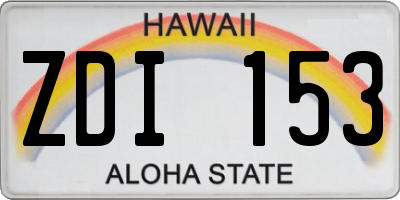 HI license plate ZDI153
