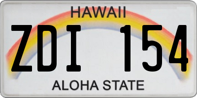 HI license plate ZDI154
