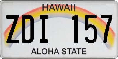 HI license plate ZDI157
