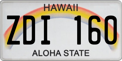 HI license plate ZDI160