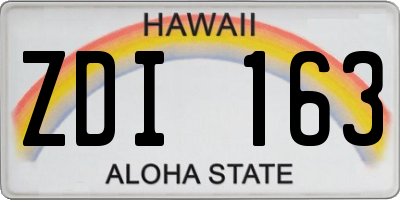 HI license plate ZDI163