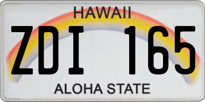 HI license plate ZDI165