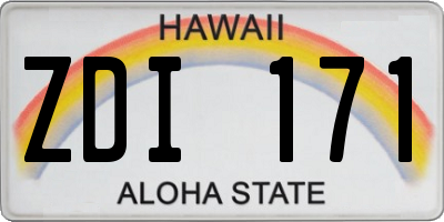 HI license plate ZDI171