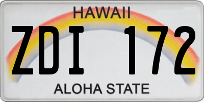 HI license plate ZDI172