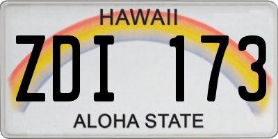 HI license plate ZDI173