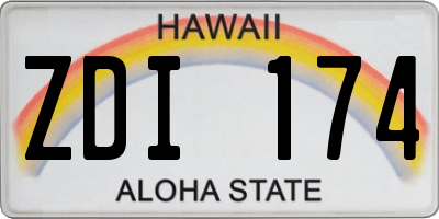 HI license plate ZDI174