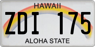 HI license plate ZDI175