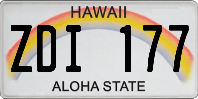 HI license plate ZDI177