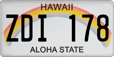 HI license plate ZDI178