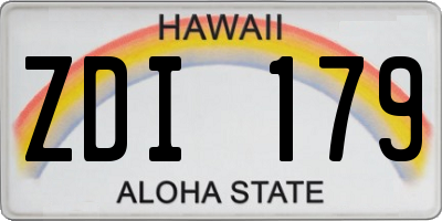 HI license plate ZDI179
