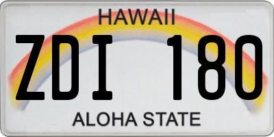 HI license plate ZDI180