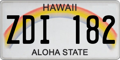 HI license plate ZDI182