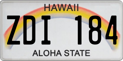 HI license plate ZDI184