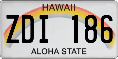 HI license plate ZDI186