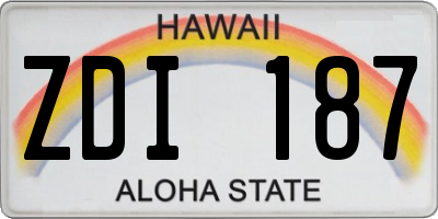 HI license plate ZDI187