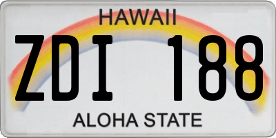 HI license plate ZDI188