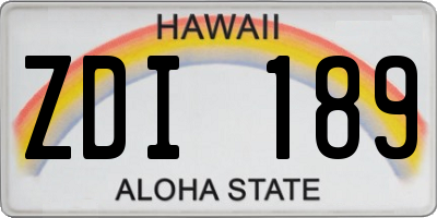 HI license plate ZDI189