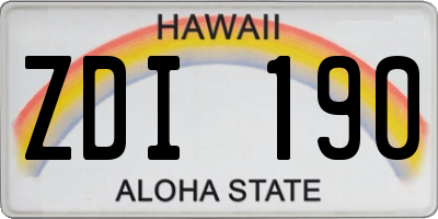 HI license plate ZDI190