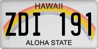 HI license plate ZDI191
