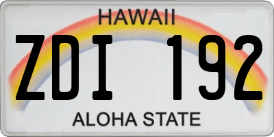 HI license plate ZDI192