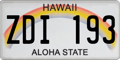 HI license plate ZDI193