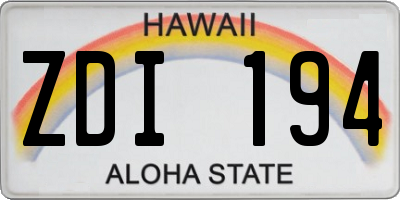 HI license plate ZDI194