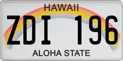 HI license plate ZDI196