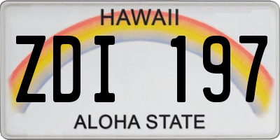 HI license plate ZDI197