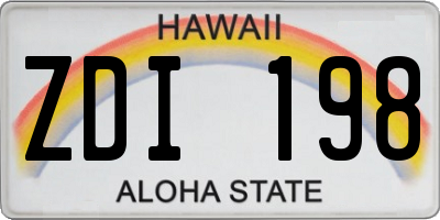 HI license plate ZDI198