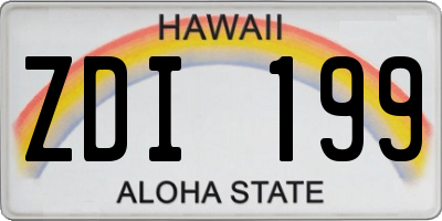 HI license plate ZDI199