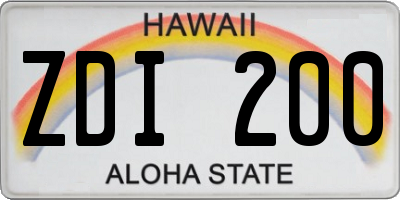 HI license plate ZDI200