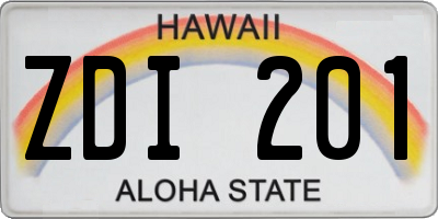 HI license plate ZDI201