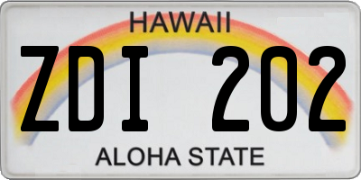 HI license plate ZDI202