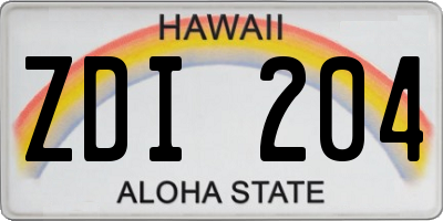HI license plate ZDI204