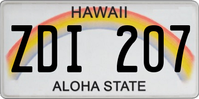 HI license plate ZDI207