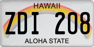 HI license plate ZDI208