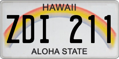 HI license plate ZDI211
