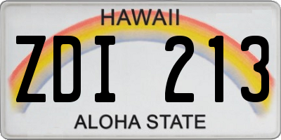 HI license plate ZDI213