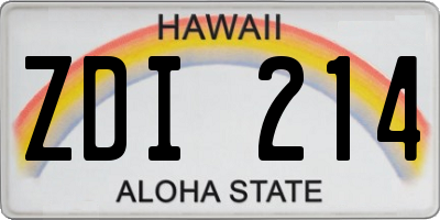 HI license plate ZDI214