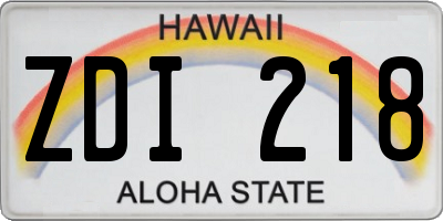 HI license plate ZDI218