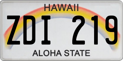 HI license plate ZDI219
