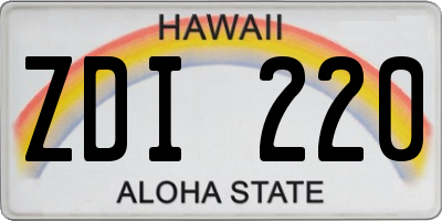 HI license plate ZDI220