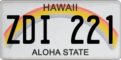 HI license plate ZDI221