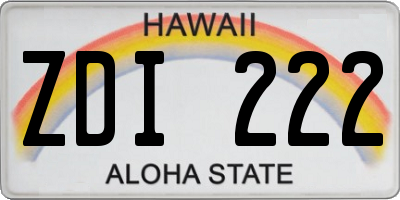HI license plate ZDI222