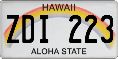 HI license plate ZDI223