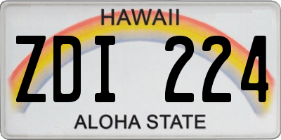 HI license plate ZDI224