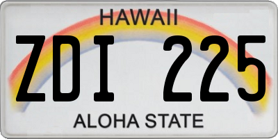 HI license plate ZDI225