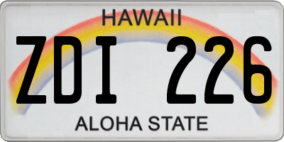 HI license plate ZDI226