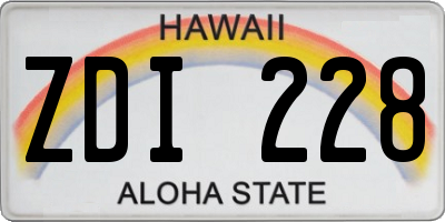 HI license plate ZDI228
