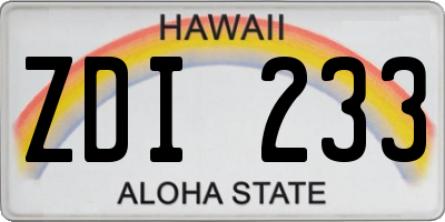 HI license plate ZDI233